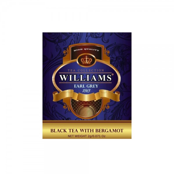 WILLIAMS "Earl Grey" пакетированный черный чай с бергамотом в фольгированных конвертах 2г*50пак 